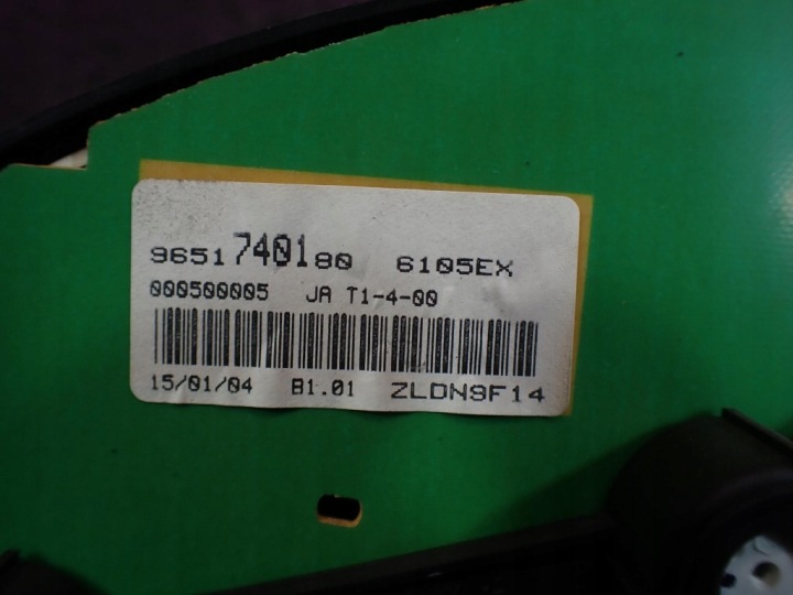 PEUGEOT 206 02-09 1.1 60KM COMPTEUR TABLEAU DE BORD 9651740180