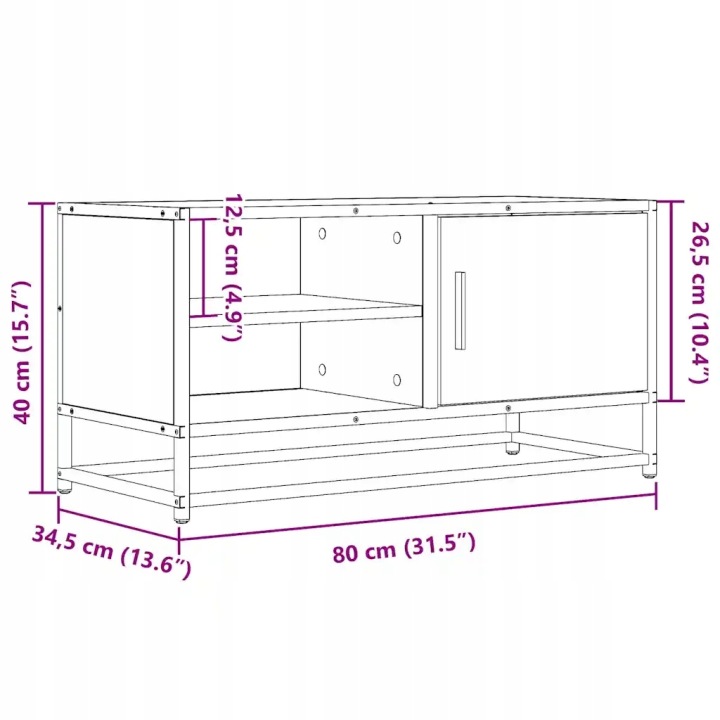 CASIER SOUS TELEWIZOR, DAB SONOMA, 80X34,5X40 CM