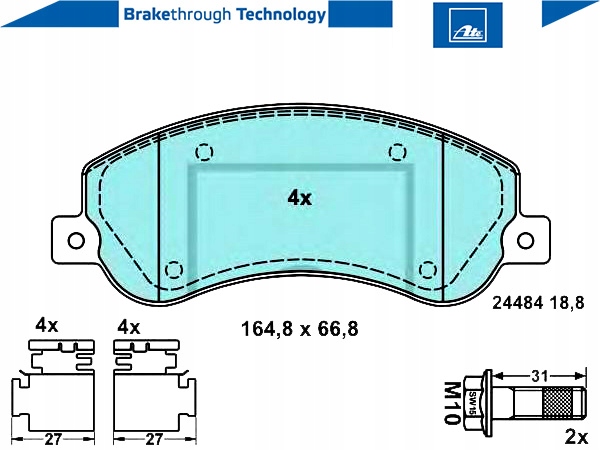 KLOCEK DE FREIN JEU CÉRAMIQUE AVANT VW AMAROK 2.0/2.0D/3.0D 09.10-