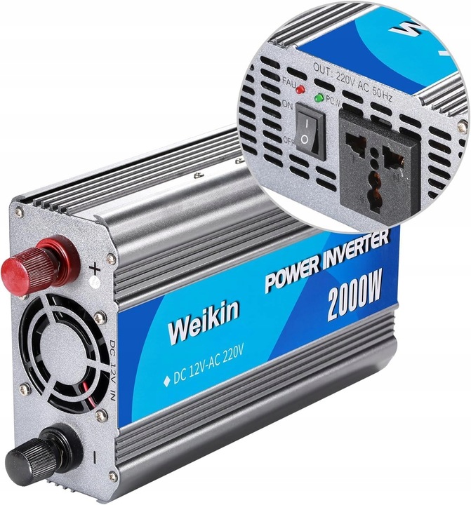 BALASTO DE TENSIÓN WEIKIN 2000W INWERTER 12V-230V MODYFIKOWANA SINUSOIDA 