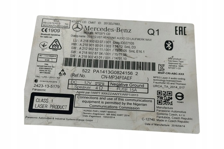 STACJA MULTIMEDIALNA MERCEDES-BENZ E W212 A2189006307