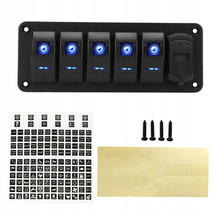 UNIVERSAL PANEL SWITCH USB 6-CYFROWY LED 