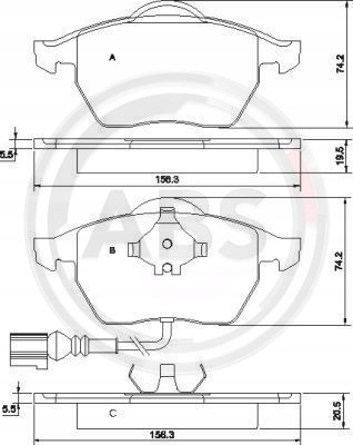 PLAQUETTES FREIN V 7-03 AVEC CAPTEUR A.B.S. ABS 37133