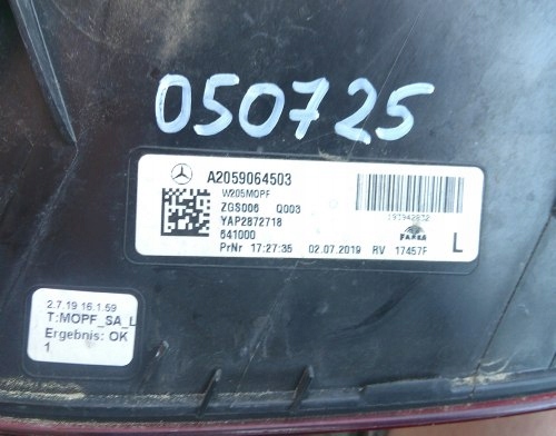 MERCEDES C CLASSE W205 LIFT BERLINE PHARE GAUCHE ARRIÈRE ORIGINAL 2059064503