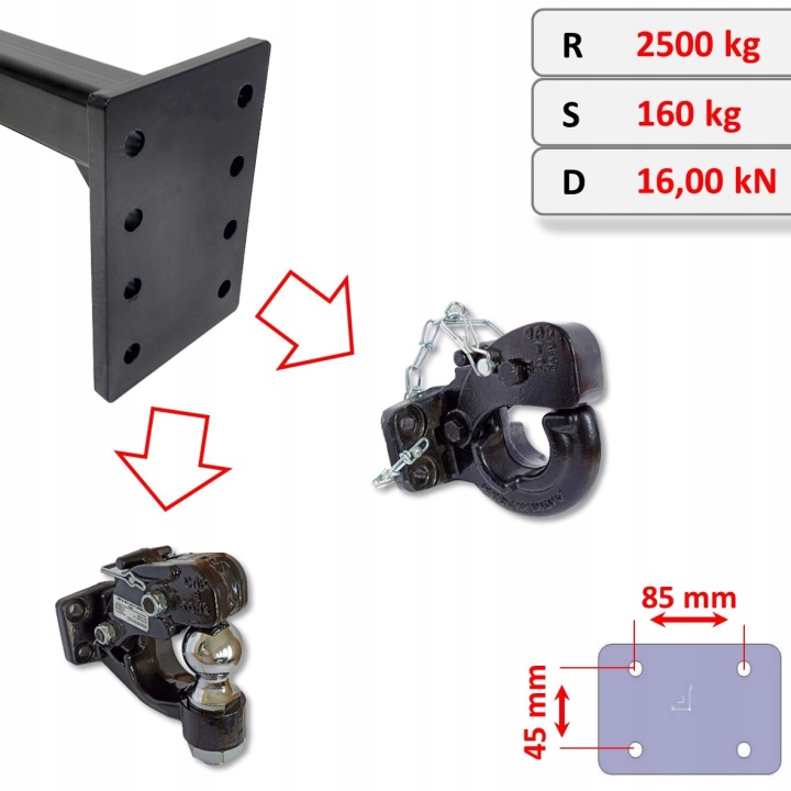 ADAPTATEUR CROCHET D'ATTELAGE +15 MM VERS LINHAI M750L