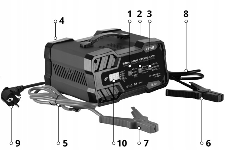 CHARGEUR AVEC ROZRUCHEM 12V 24V AMIO 75A DBC-75A