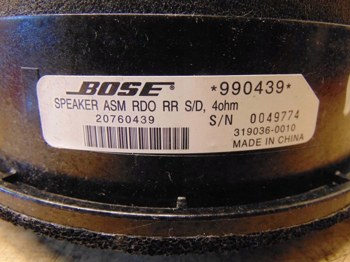 HAUT-PARLEUR BOSE OPEL AMPÈRE 1 2011-2015 GAUCHE ARRIÈRE