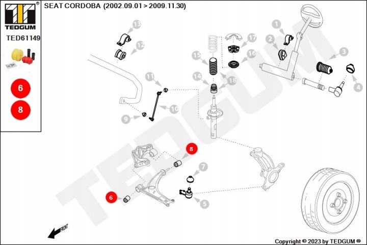 KIT DOUILLE WAH. VW DROIT GOLF4/A3 DEUX TU TED61149 TED-GUM