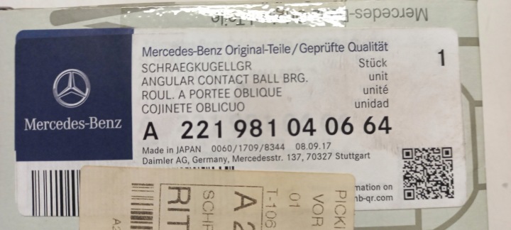 ROULEMENT MOYEUX ABS MERCEDES W221 A221981040664