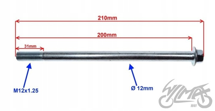 EJE RUEDAS PARTE DELANTERA FI12X201 LJ50-QT-L 