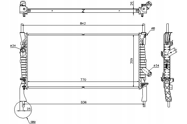 RADIATEUR MOTEUR FORD TRANSIT 06- 2.3 I 16V