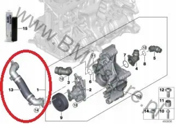 FIL TUYAU TUYAU EAU POMPES LIQUIDE REFROIDISSEMENT CULASSES PISTONS BMW G1