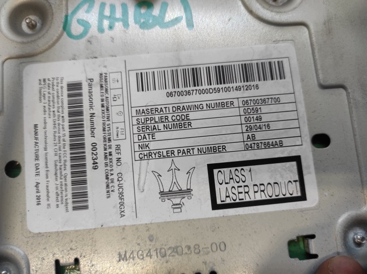MASERATI GHIBLI 13- RADIO PANNEAU CONDUIT D'AIR 06700367700