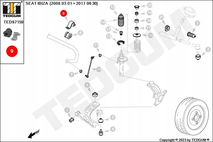 GOMA STAB. SKODA P. FABIA INTERIOR 16MM Z ANILLO DERECHA 