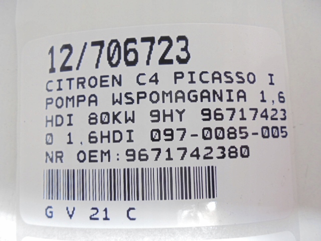 CITROEN C4 PICASSO I POMPE AMPLIFICATEUR 9671742380 1,6HDI 097-0085-005-094