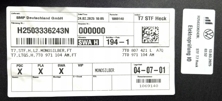 PARE-CHOCS ARRIÈRE ARRIÈRE PDC ASSISTANT VW T7 MULTIVAN CARAVELLE 7T 7T0807421L LA7Q