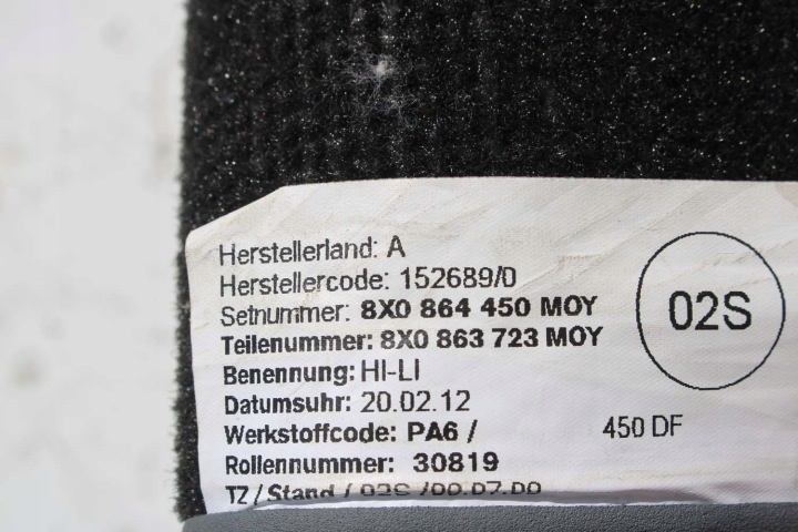 AUDI A1 TAPIS DE SOL PLANCHERS ESSUIE-GLACES 8X1863691A 8X1 863 691 A MOY 8X1863691