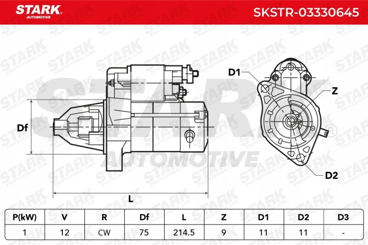 DÉMARREUR STARK SKSTR-03330645 1KW 12V VERS HONDA CR-V I (RD)
