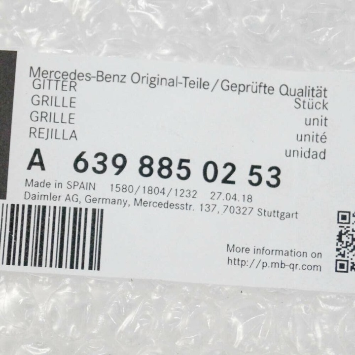 MERCEDES-BENZ VITO W639 GAUCHE GRILLE PARE-CHOCS A6398850253