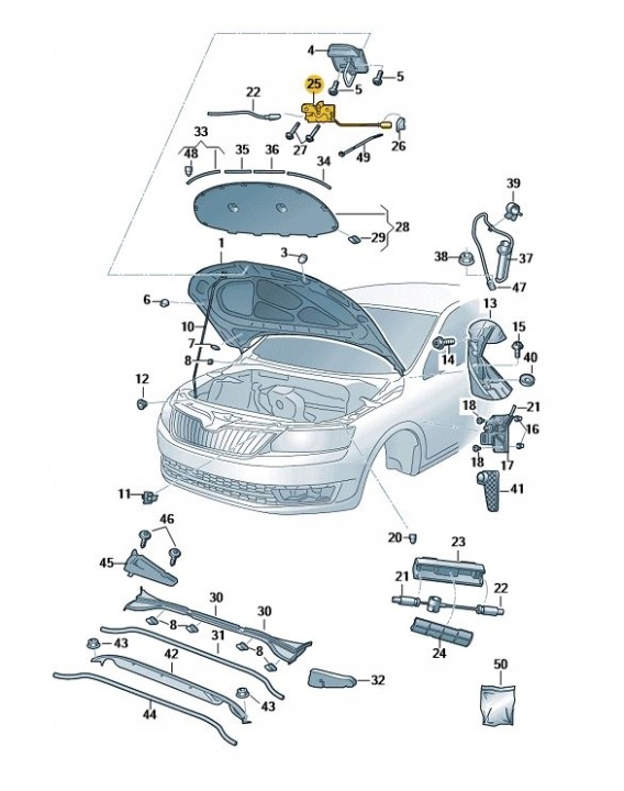 SKODA OCTAVIA III SERRURE CAPOTS NEUF OE 5E0823509B