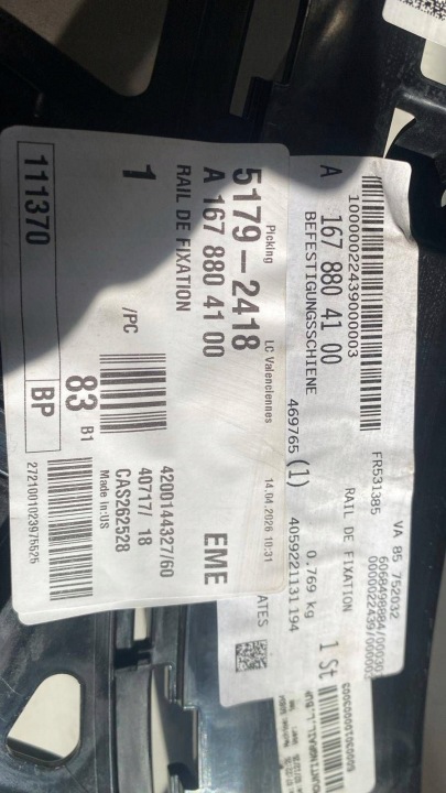 MERCEDES GLE W167 GLISSIÈRE FIXATION PARE-CHOCS GAUCHE ARRIÈRE A1678804100