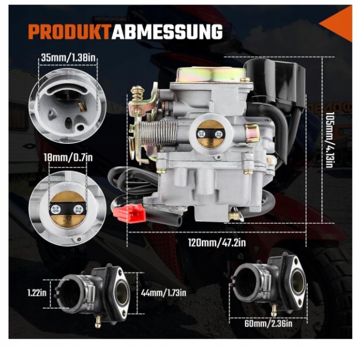 YAOBLUESEA CARBURATEUR 18 MM PODNISZCZONE OP