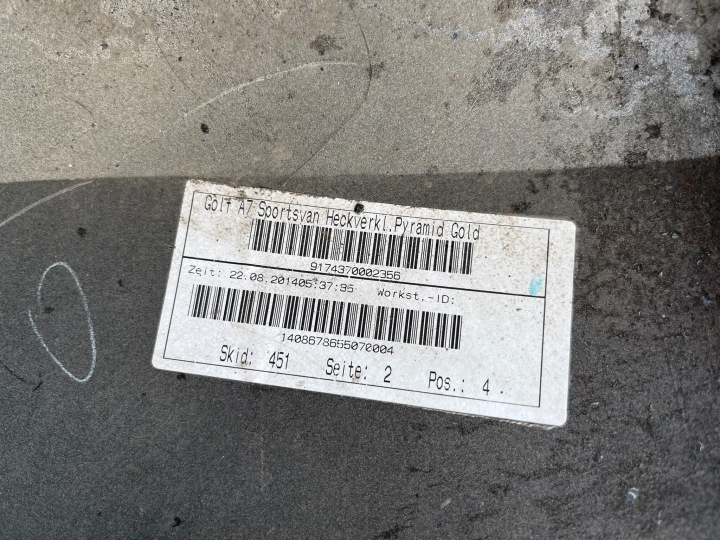 VW GOLF VII 7 SPORTSVAN PARE-CHOCS ARRIÈRE ARRIÈRE ORIGINAL 510807421F 2014-2017