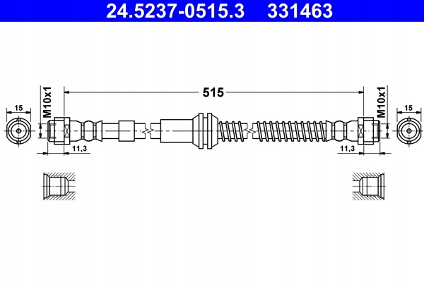 24.5237-0515 ATE CABLE DE FRENADO FLEXIBLES VW TOUAREG 02-18 PARTE DELANTERA 