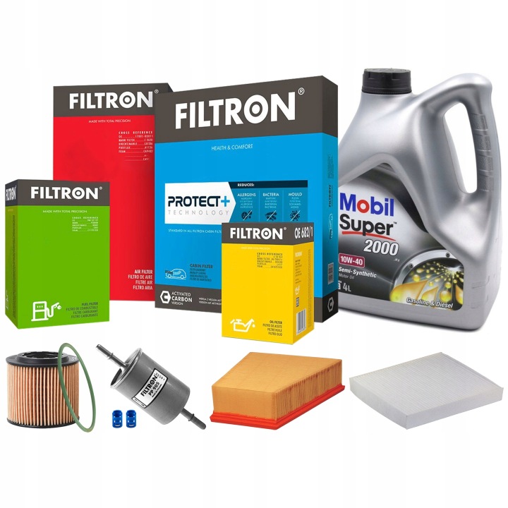 KIT FILTRES VW POLO 9N 1.2 12V FOX 1.2 FILTRON MOBIL 10W40 4L HUILE