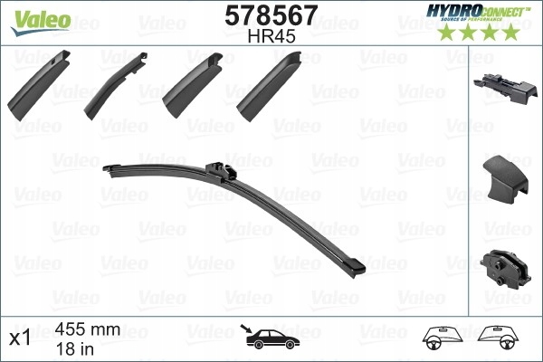 LIMPIAPARABRISAS ESCOBILLAS 455MM HR45 HYDROCONNECT PARTE TRASERA VAL578567 