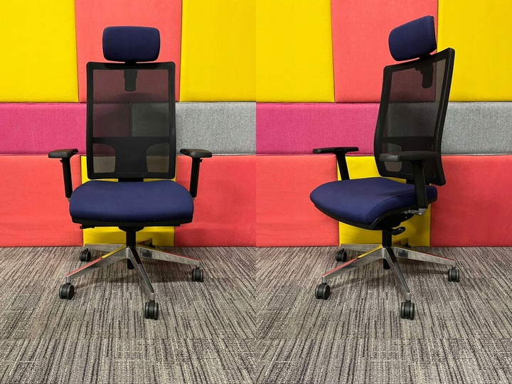 Office chair rotatable rim navy blue headrest 🏷️ 202 € ⏩ It