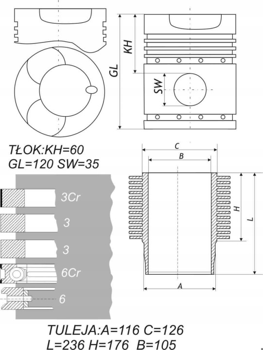 KIT RÉPARATION MOTEUR T25 D144 VLADYMIREC NEUF TYPE THM