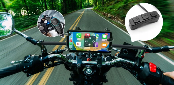 CARPLAY MOTOCYCLETTE ANDROID AUTO GPS CAMÉRA AVANT ARRIÈRE LENTILLES SONY 1080P