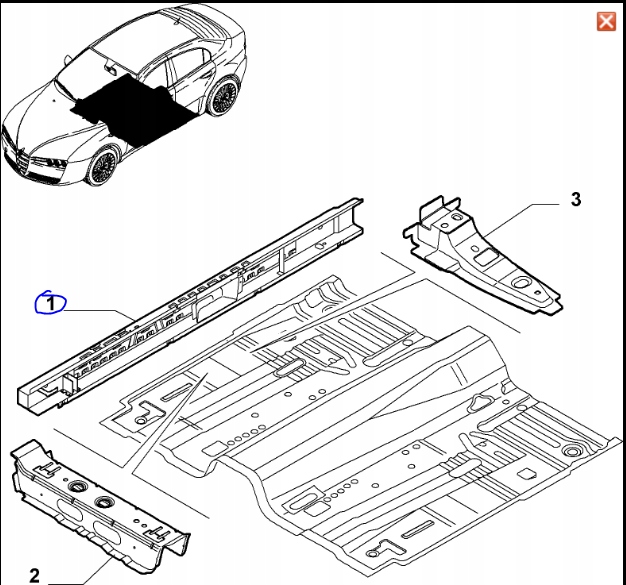 LANŽERONAS GRINDŲ ŠONINĖ ALFA ROMEO 159 60689610 nuotrauka 4