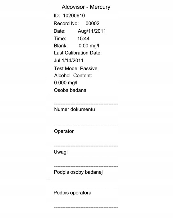 ALCOHOLÍMETRO PARA BADANIA PRACOWNIKOW CON WZORCOWANIEM 