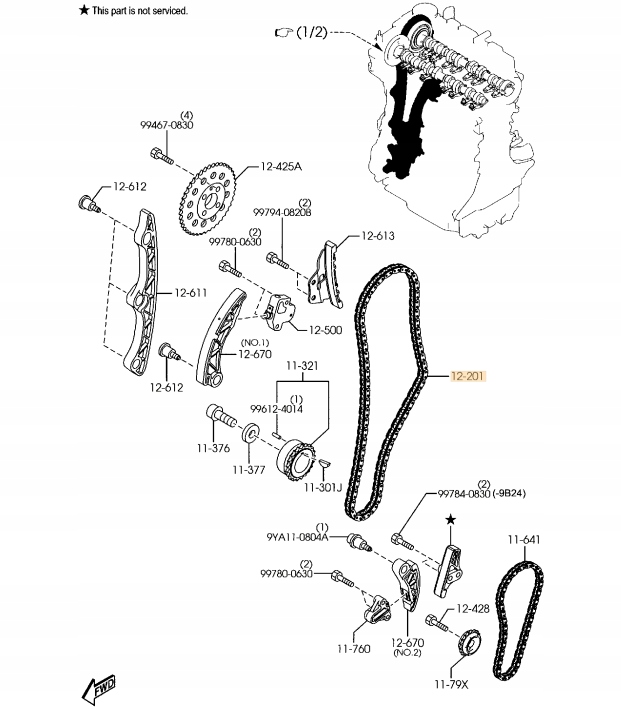 CHAÎNE DISTRIBUTION MAZDA 2.2D MAZDA R2AA-12-231