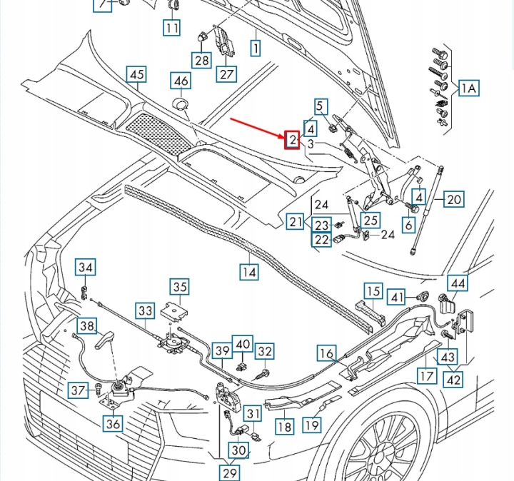 AUDI A4 B9 CHARNIÈRE CAPOTS MOTEUR GAUCHE 8W0823301E ORIGINAL