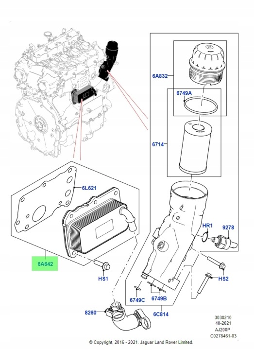 NEUF ORIGINALE RADIATEUR HUILES ÉCHANGEUR DE CHALEUR JAGUAR XE XF F-PACE 2.0 JDE3825