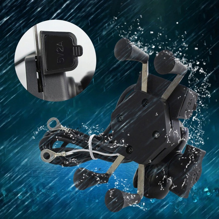 MOTOCICLETA SOPORTE AL TELÉFONO GPS USB 2A 3,5-6,5 