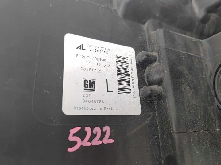 GMC SIERRA 1500 14-18 PHARE GAUCHE DROITE AVANT AVANT 5222