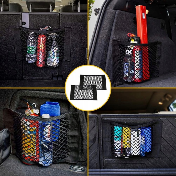 2 PIEZAS ORGANIZADOR BOLSA CON RED POTENTE AL RZEP PARA DE MALETERO AUTO COCHE 40X25 