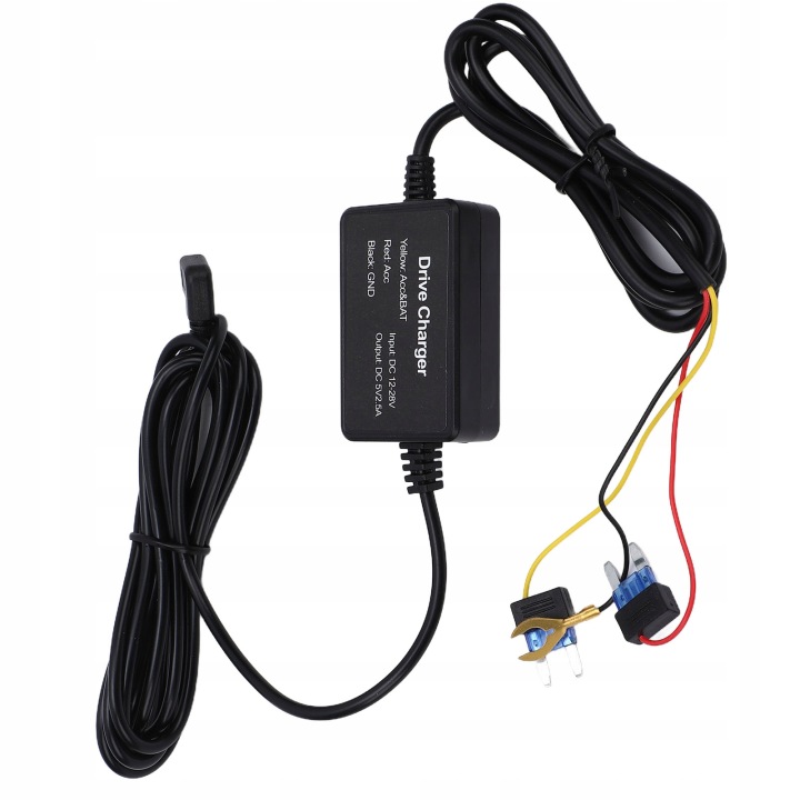 KIT OKABLOWANIA CAMÉRAS AUTOMOBILE 12–28 V VERS 5 V 2,5 A AVEC I1