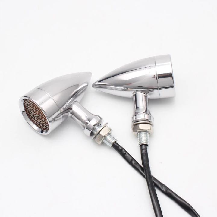 CLIGNOTANTS MOTOCYCLETTE CHROME CHROMÉ RETRO CHOPPER CUSTOM HARLEY 5CM