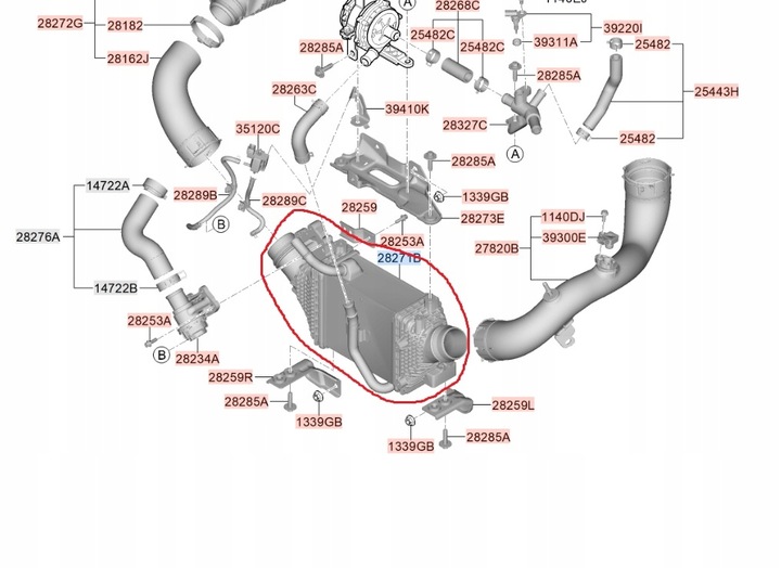 KIA STINGER 2,5 T-GDI EE.UU. RADUADOR AIRE INTERCOOLER NUEVO ORIGINAL 