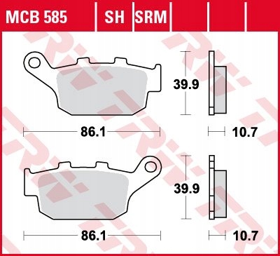 ZAPATAS TRW HONDA XL600V TRANSALP 91-99 PARTE TRASERA ORGANIK 