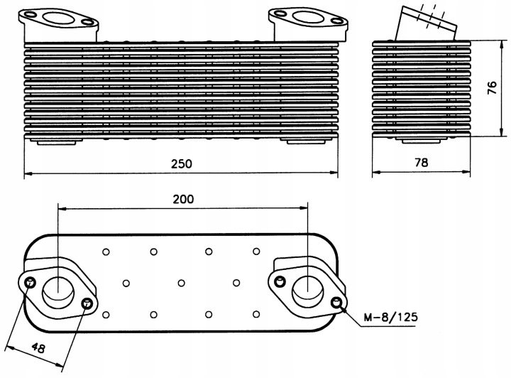 RADIATEUR HUILES MOTEUR (250X78X76MM, 13 ZEBER) MERCEDES AXOR 2,