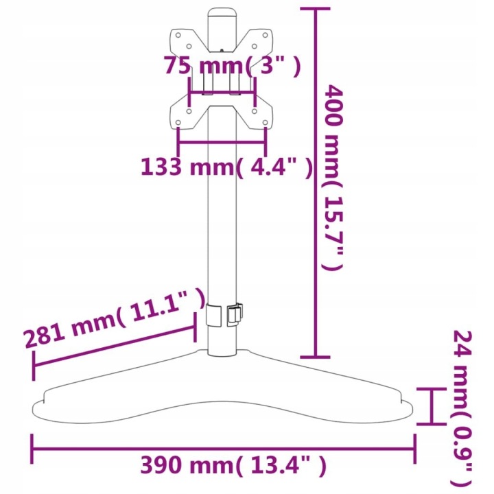 SUPPORT SUR MONITEUR NOIR ACIER VESA 75/100 MM LUMARKO!