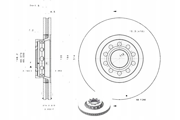 BREMBO DISQUE DE FREIN AUDI 100