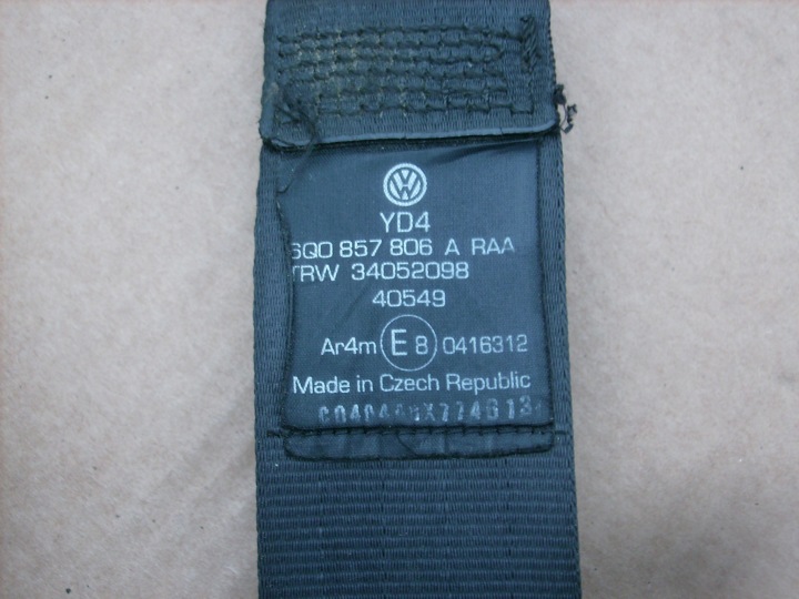 CEINTURE DE SÉCURITÉ DROIT ARRIÈRE VW POLO 9N LIFT 5 PORTES 6Q0857806