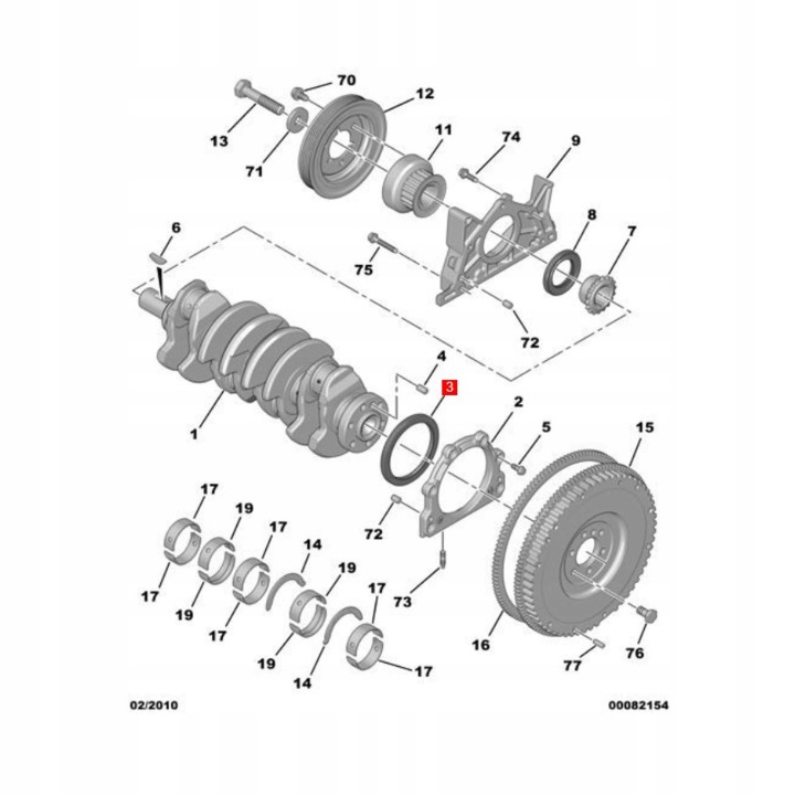 KIT JOINTS D'ÉTANCHÉITÉ HUILEUSE WAU VILEBREQUIN 0514A2 KIT AVEC JOINTS D'ÉTANCHÉITÉ BH